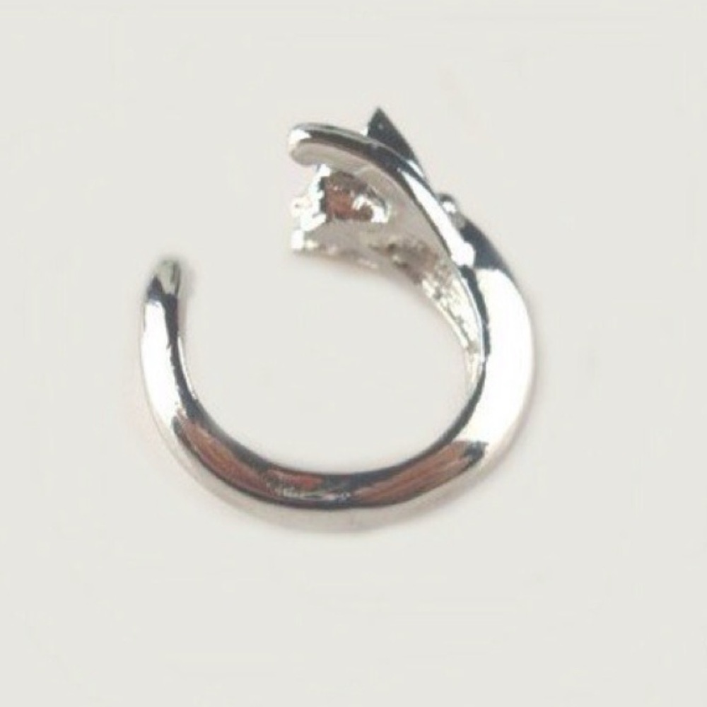 NEW Adjustable 18k White GP Aqua Eyed Cat Ring - Picture 3 of 5
